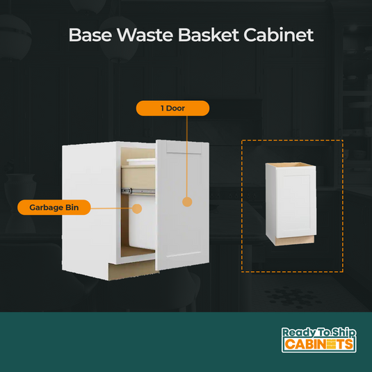 B18-TRASH-SC Base Waste Basket Cabinet, 18W x 34.5H x 24D inch