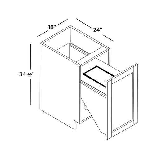 B18-TRASH-SC Base Waste Basket Cabinet, 18W x 34.5H x 24D inch