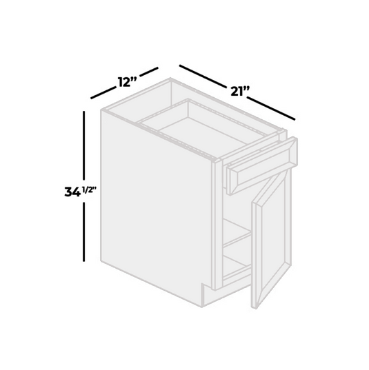 VB12 1 Door 1 Drawer Vanity Base Cabinet, 12W x 34.5H x 21D inch