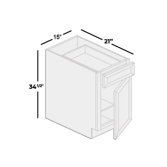 1 Door 1 Drawer Vanity Base Cabinet, 15W x 34.5H x 21D inch