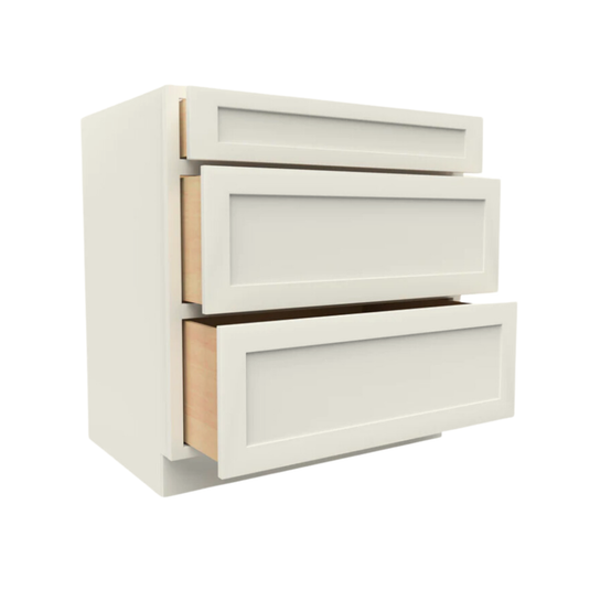 VDB18 Soft Edge 3 Drawer Vanity Cabinet, 18W x 34.5H x 21D inch