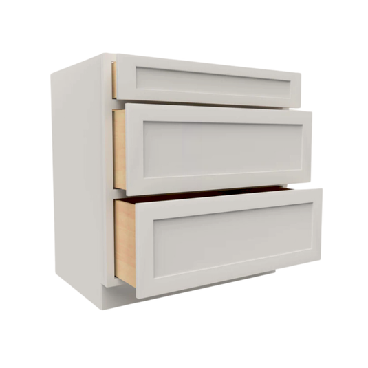 VDB12 Soft Edge Three Drawer Vanity Cabinet, 12W x 34.5H x 21D inch