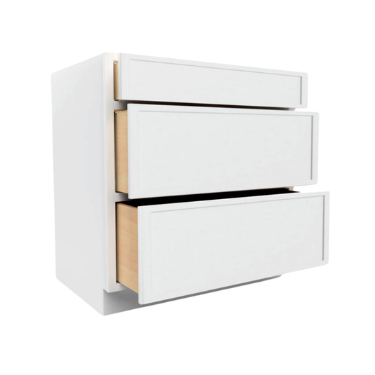 VDB24 Soft Edge 3 Drawer Vanity Cabinet, 24W x 34.5H x 21D inch