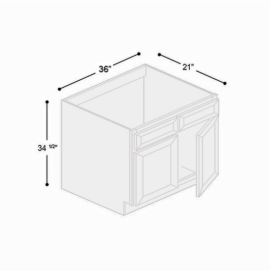 Vanity Sink Base 2 Doors, 1 False Drawer 36" W x 34.5" H x 21" D