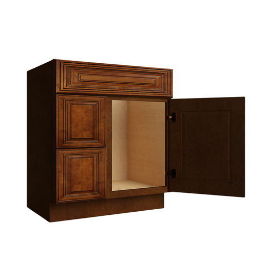 Two Deep Drawers Vanity Cabinet, 30W x 34.5H x 21D inch