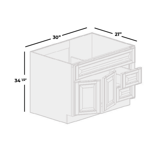 Two Deep Drawers Vanity Cabinet, 36W x 34.5H x 21D inch