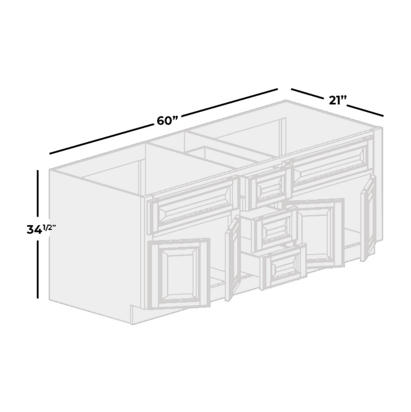 Load image into Gallery viewer, Vanity Sink Base Cabinet 3 Drawers Middle, Double Sink 60&quot; W x 34.5&quot; H x 21&quot; D
