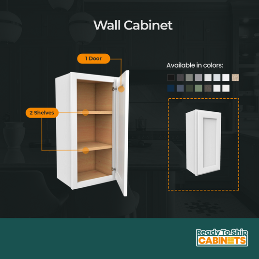 Wall Cabinet 2 Doors, 2 Shelves 12" W x 30" H x 12" D