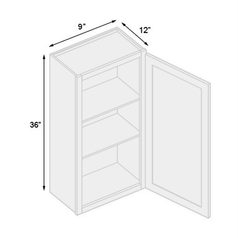 Load image into Gallery viewer, W0936 Soft Edge 1 Door Wall Cabinet with 2 Shelves, 9W x 36H x 12D inch
