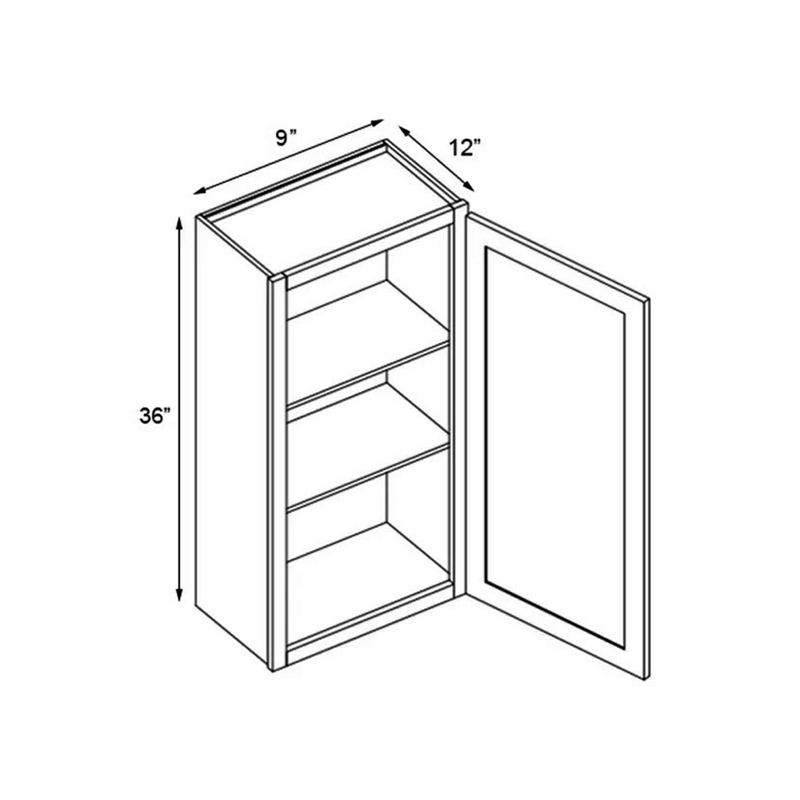 Load image into Gallery viewer, W0936 Soft Edge 1 Door Wall Cabinet with 2 Shelves, 9W x 36H x 12D inch
