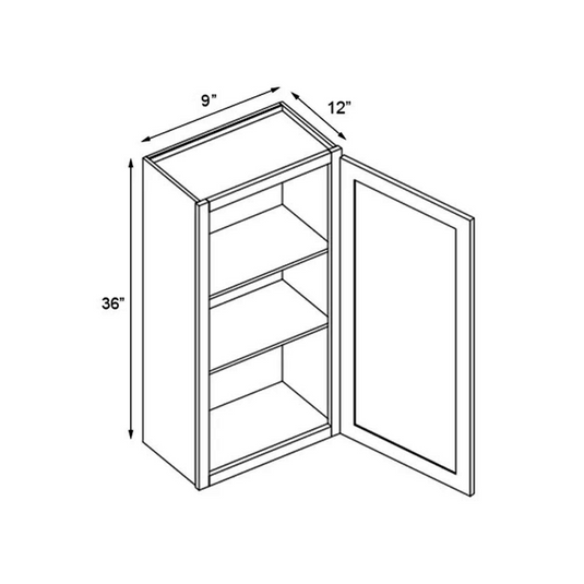 W0936 Soft Edge 1 Door Wall Cabinet with 2 Shelves, 9W x 36H x 12D inch