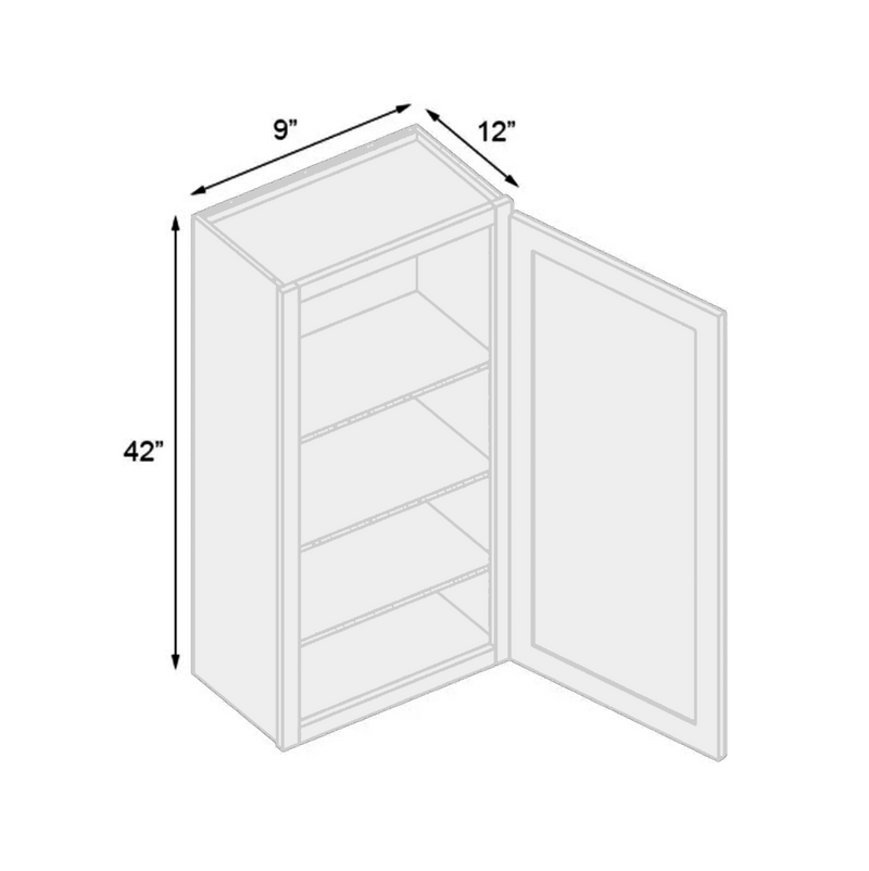 Load image into Gallery viewer, W0942 Soft Edge 1 Door Wall Cabinet with 3 Shelves, 9W x 42H x 12D inch
