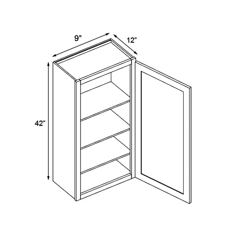 Load image into Gallery viewer, W0942 Soft Edge 1 Door Wall Cabinet with 3 Shelves, 9W x 42H x 12D inch
