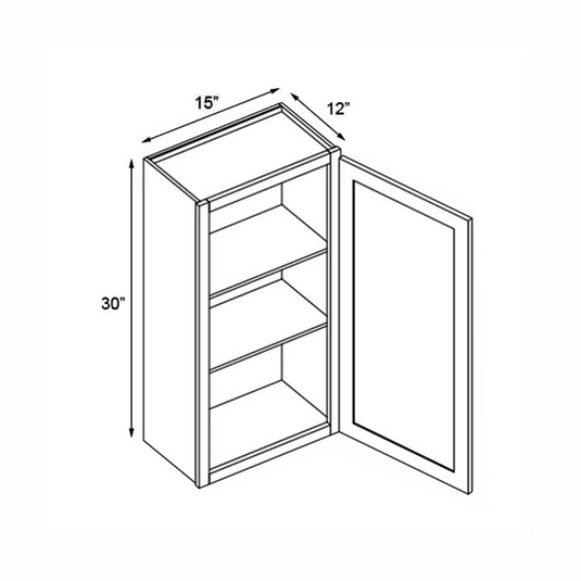 Wall Cabinet 2 Doors, 2 Shelves 15" W x 30" H x 12" D