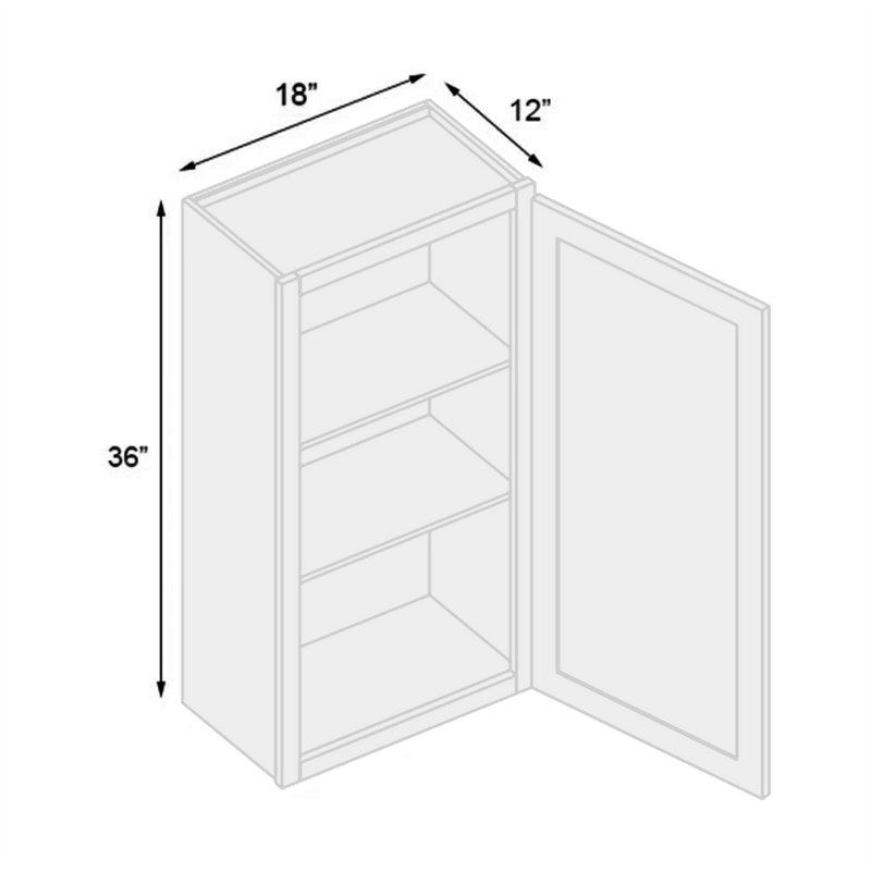 Load image into Gallery viewer, Wall Cabinet 1 Door, 2 Shelves 18&quot; W x 36&quot; H x 12&quot; D
