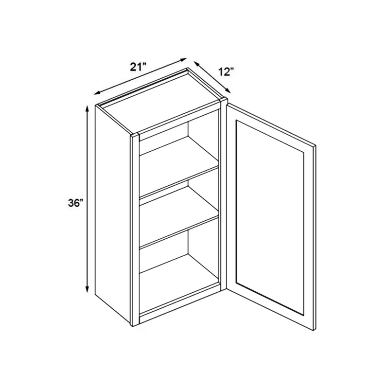 Load image into Gallery viewer, W2136 Soft Edge 1 Door Wall Cabinet with 2 Shelves, 21W x 36H x 12D inch
