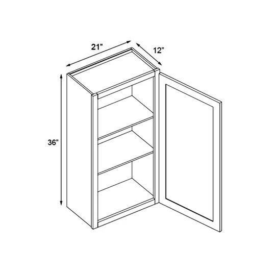 W2136 Soft Edge 1 Door Wall Cabinet with 2 Shelves, 21W x 36H x 12D inch