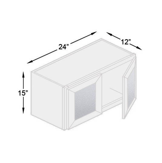 Wall Cabinet 2 Frosted Glass Doors 24" W x 15" H x 12" D