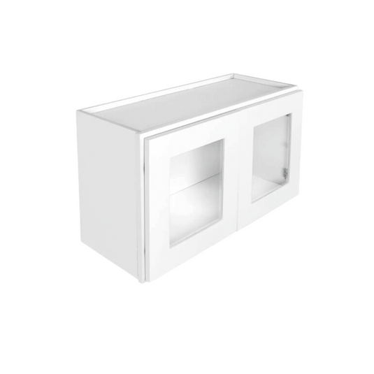 Wall Cabinet 2 Doors Frosted Glass 33" W x 15" H x 12" D