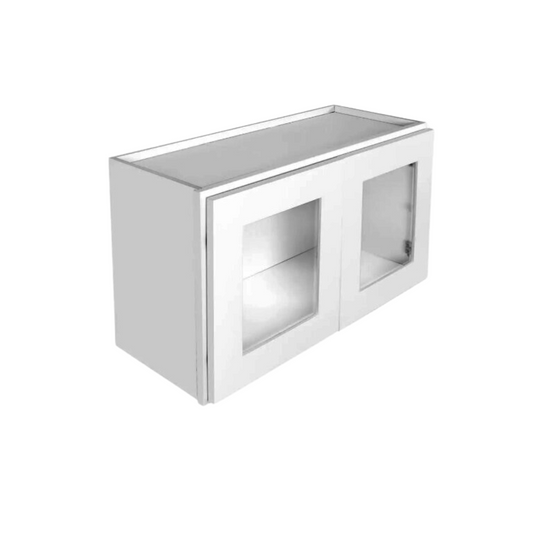 Wall Cabinet 2 Frosted Glass Doors 24" W x 15" H x 12" D