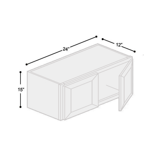 Wall Cabinet 2 Doors, 24" W x 15" H x 12" D