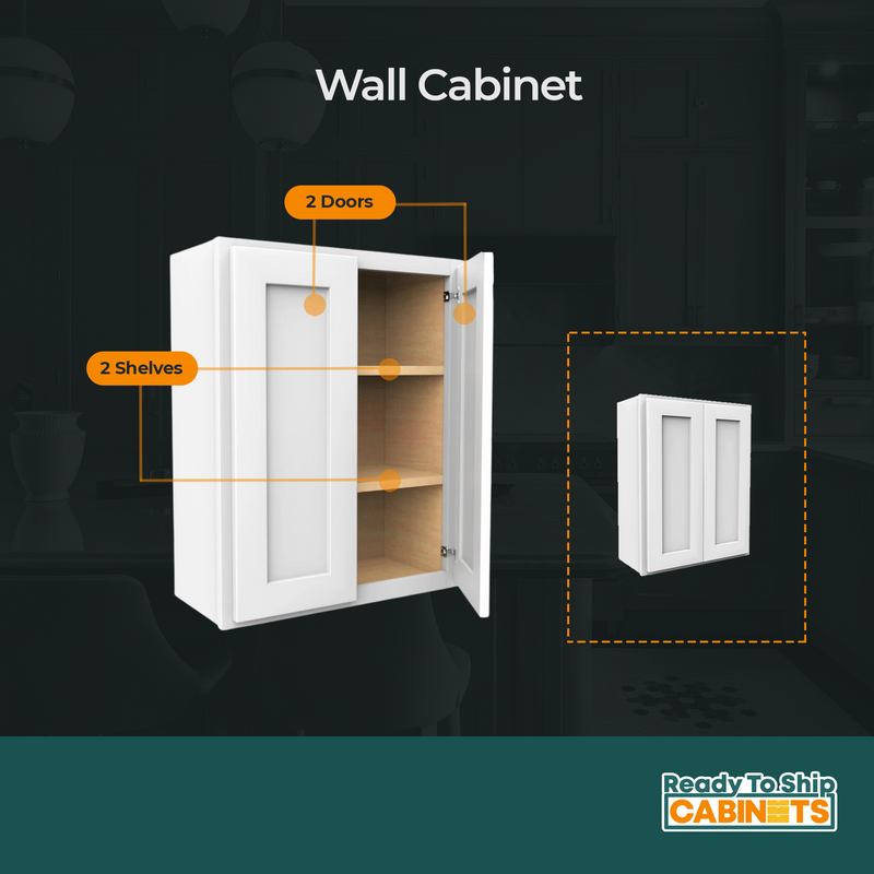 Load image into Gallery viewer, W3030 Soft Edge 2 Door Wall Cabinet with 2 Shelves, 30W x 30H x 12D inch
