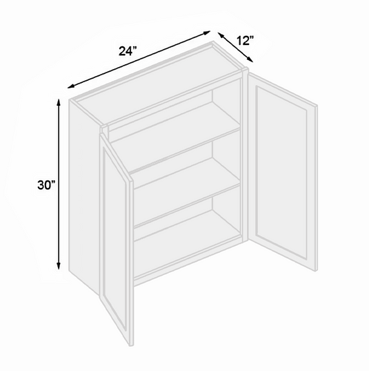 W2430 Soft Edge 2 Door Wall Cabinet with 2 Shelves, 24W x 30H x 12D inch