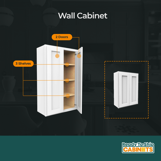 Wall Cabinet 2 Doors, 3 Shelves 36" W x 42" H x 12" D