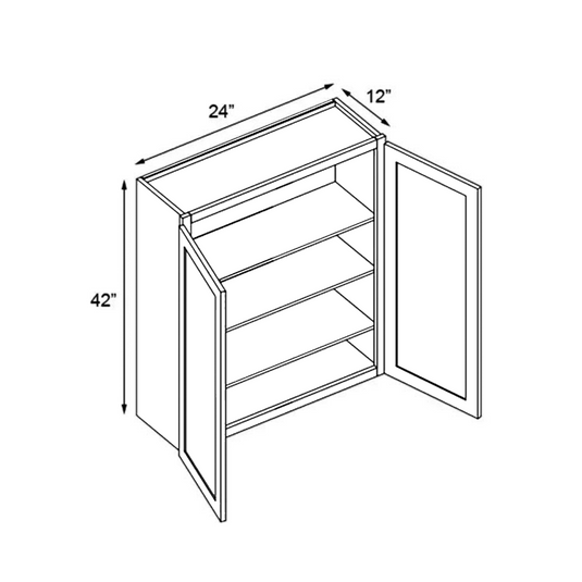 W2442 Soft Edge 2 Door Wall Cabinet with 3 Shelves, 24W x 42H x 12D inch