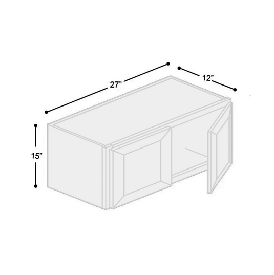 Wall Cabinet 2 Doors, 27" W x 15" H x 12" D