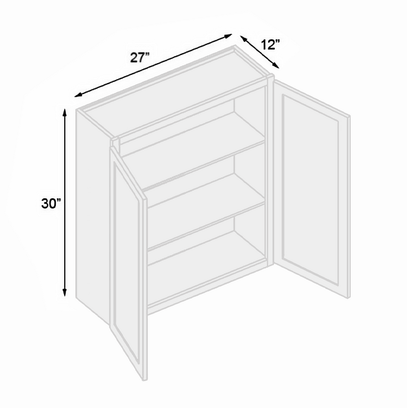 Load image into Gallery viewer, W2730 Soft Edge 2 Door Wall Cabinet with 2 Shelves, 27W x 30H x 12D inch
