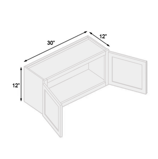 W3012 Soft Edge Plywood 2 Door Kitchen Wall Cabinet, 30W x 12H x 12D inch