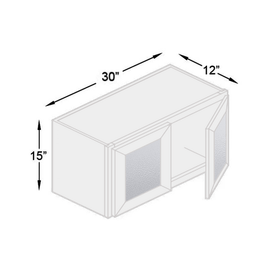 Wall Cabinet 2 Doors Frosted Glass 30" W x 15" H x 12" D