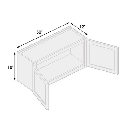 W3018 Soft Edge 2 Door Wall Cabinet, 30W x 18H x 12D inch