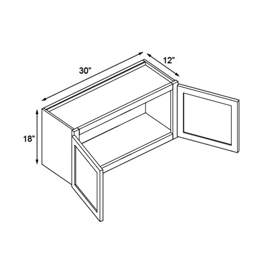 W3018 Soft Edge 2 Door Wall Cabinet, 30W x 18H x 12D inch