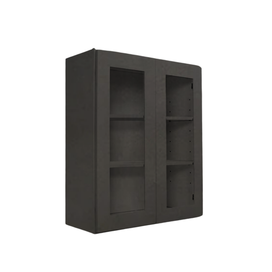 Wall Cabinet 2 Glass Doors, 2 Shelves 30" W x 36" H x 12" D