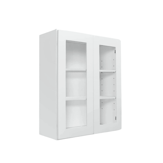 Wall Cabinet 2 Glass Doors, 2 Shelves 30" W x 36" H x 12" D