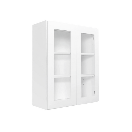 Wall Cabinet 2 Frosted Glass Doors, 2 Shelves 30" W x 30" H x 12" D