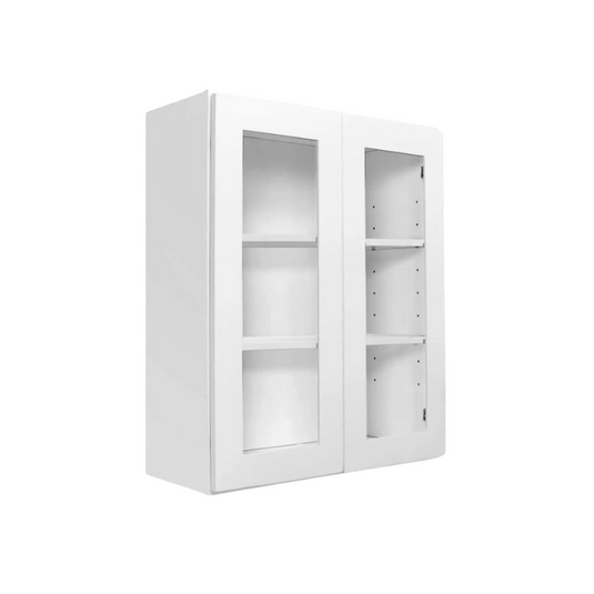 Wall Cabinet 2 Glass Doors, 2 Shelves 36" W x 36" H x 12" D