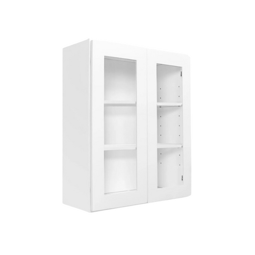 Wall Cabinet 2 Glass Doors, 2 Shelves 30