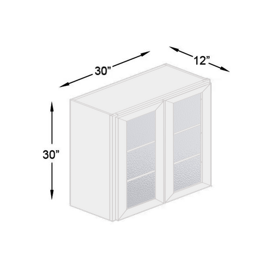 Wall Cabinet 2 Frosted Glass Doors, 2 Shelves 30" W x 30" H x 12" D