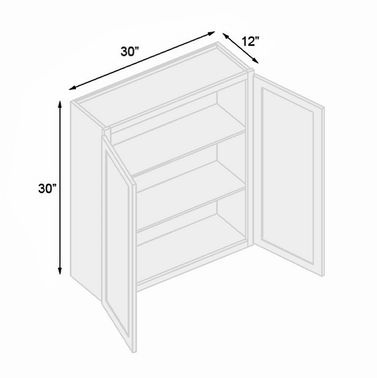 W3030 Soft Edge 2 Door Wall Cabinet with 2 Shelves, 30W x 30H x 12D inch