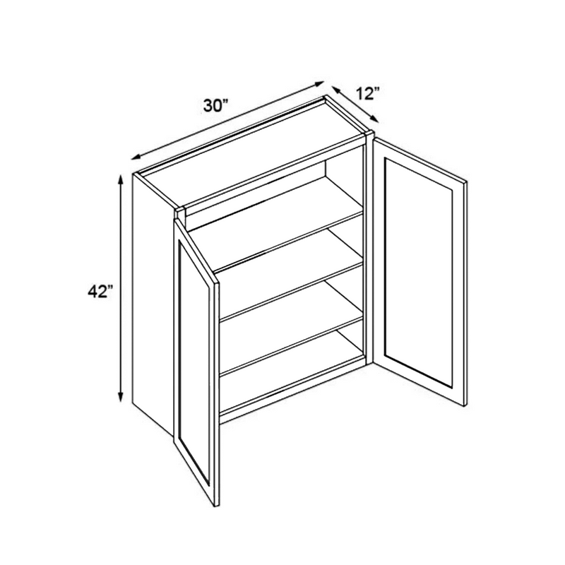 Load image into Gallery viewer, W3042 Soft Edge 2 Door Wall Cabinet with 3 Shelves, 30W x 42H x 12D inch
