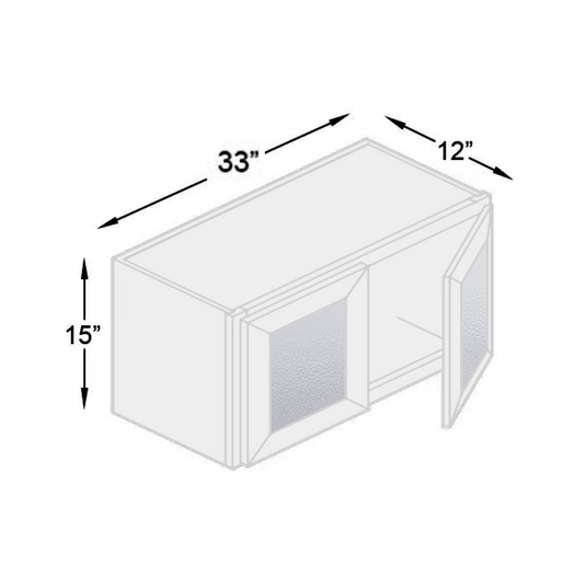 Wall Cabinet 2 Doors Frosted Glass 33" W x 15" H x 12" D