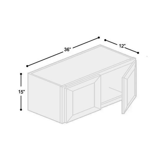 W3615 Soft Edge 2 Door Wall Cabinet, 36W x 15H x 12D inch