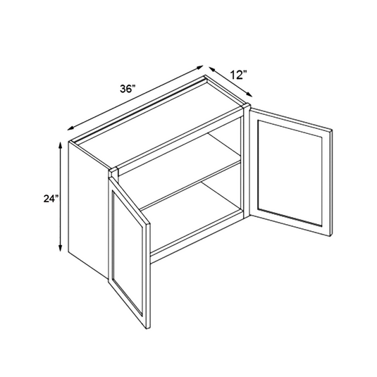 Wall Cabinet 2 Doors, 1 Shelf 36" W x 24" H x 12" D