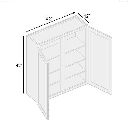 W4242 Wall Cabinet 2 Doors, 3 Shelves 42" W x 42" H x 12" D