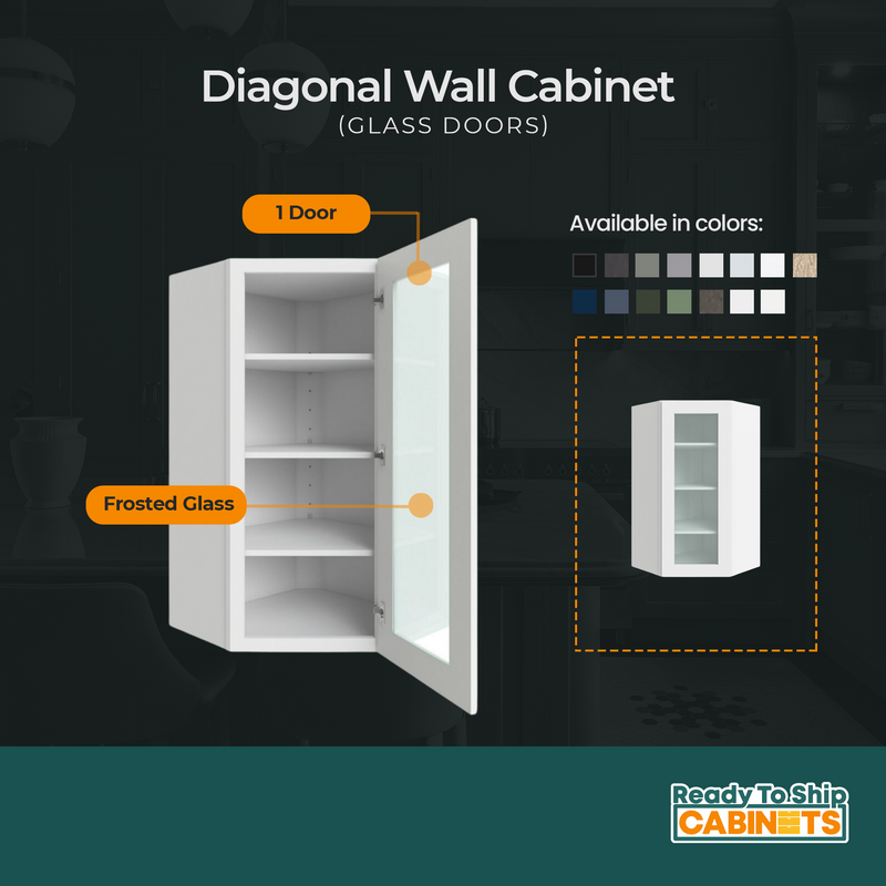 Load image into Gallery viewer, Diagonal Wall Cabinet 1 Glass Door 24&quot; W x 42&quot; H x 12&quot; D
