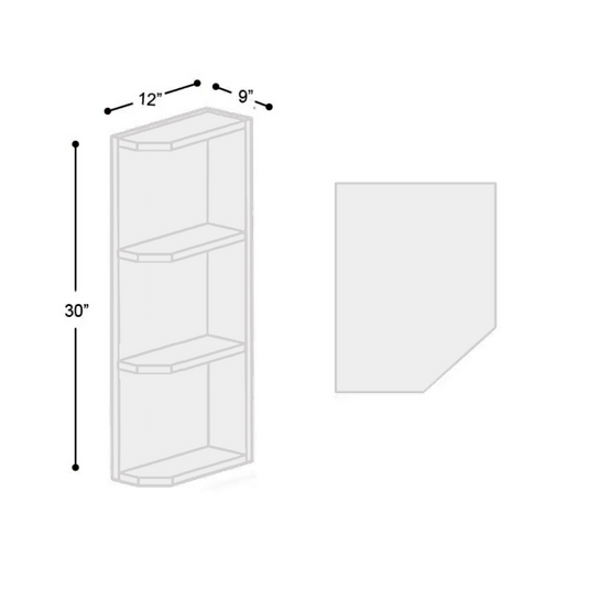 WES930 Wall End Shelf, Clipped Shelves 9" W x 30" H x 12" D