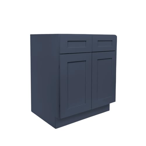 B42 Ready to Ship Cabinets Soft Edge 2 Door Base Cabinet with 2 Drawers and Shelf, 30" W x 34 1/2" H x 24" D inch